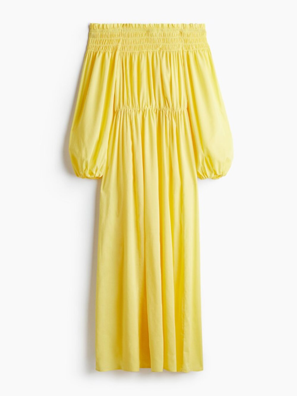 H&M Yellow Smocked Off Shoulder Maxi Dress Size S